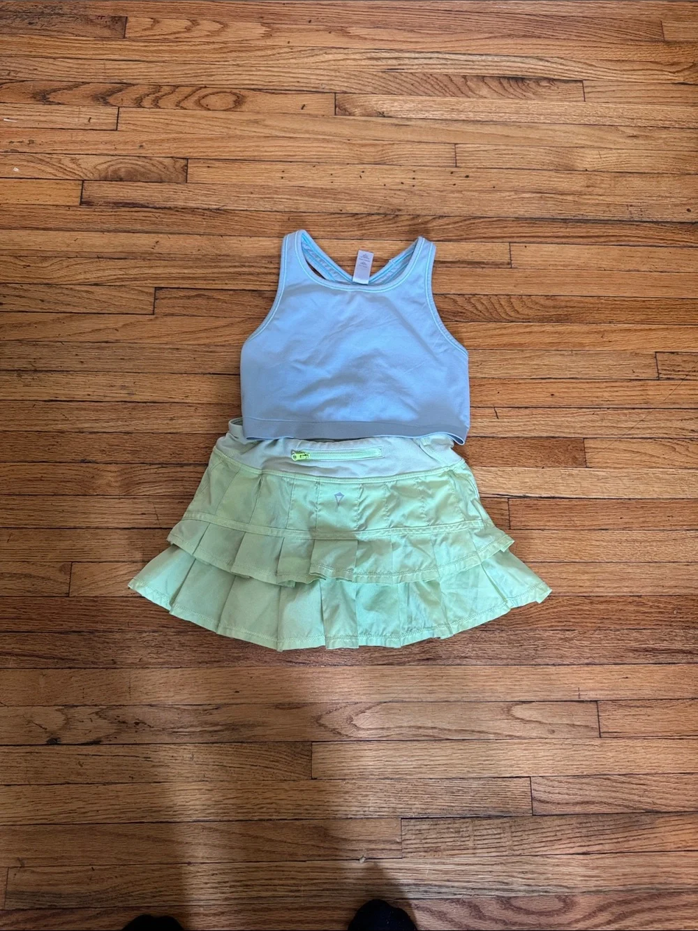 Ivivva Light Blue Tank with Mint Green Ruffle Skort